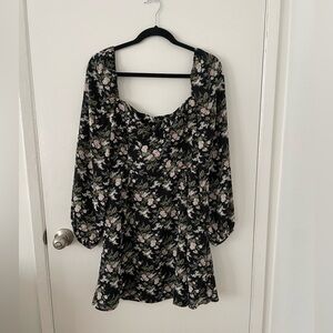 OAK + FORT Black Floral Long Sleeve Dress